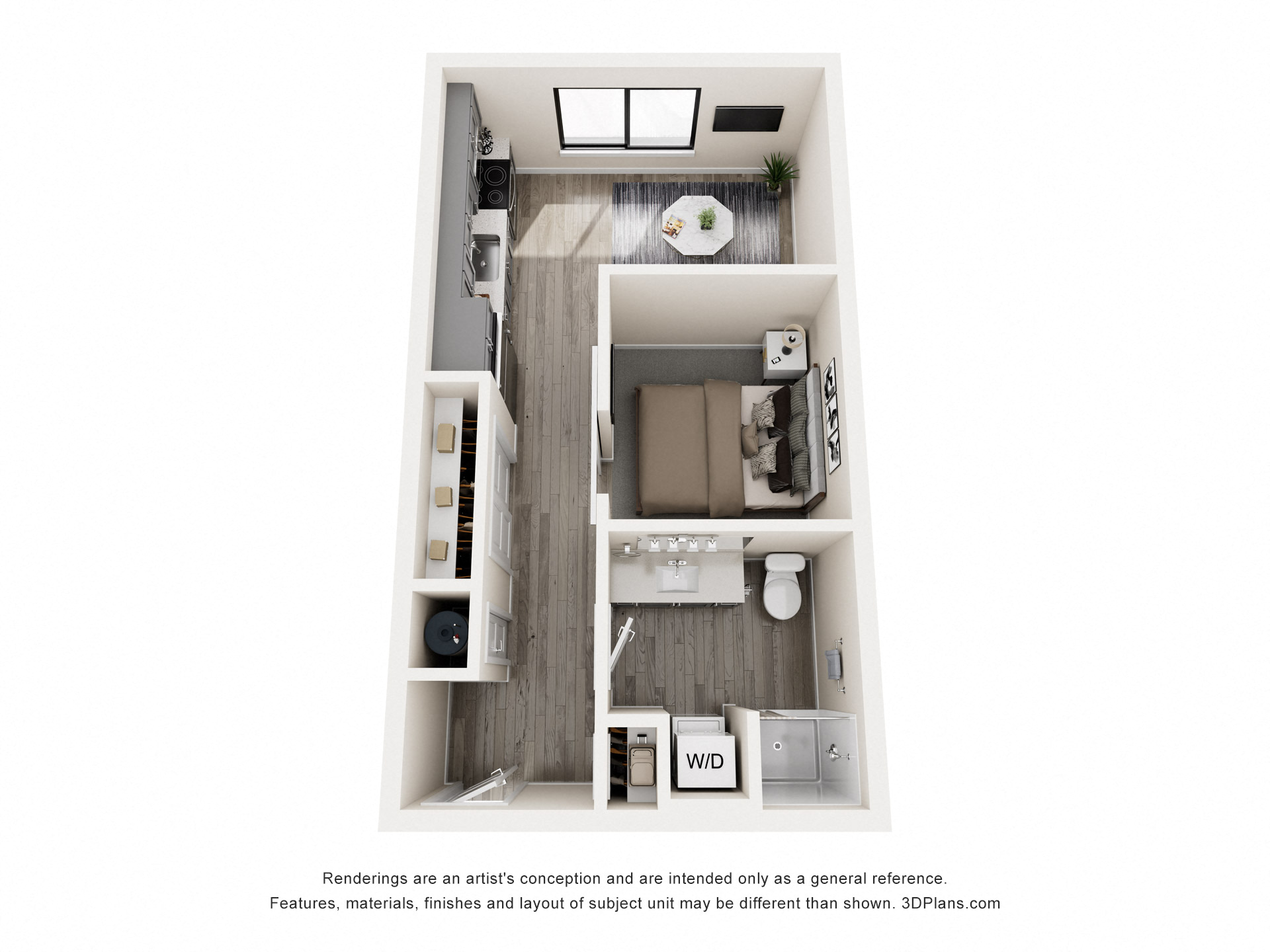 Floor plan for studio, 1 bath, 410 sqft